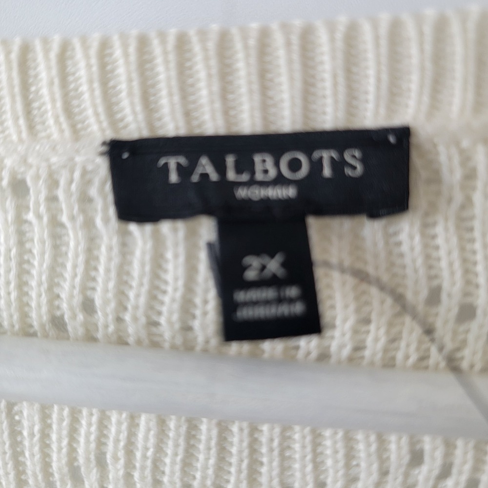 Talbots women's timeless Stripe Sweater size 2X Crew neck decorative buttons - Picture 7 of 8